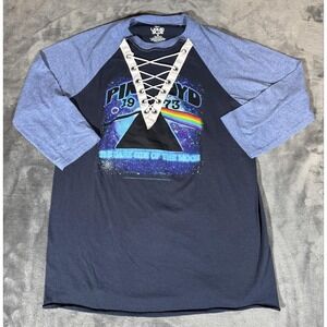 Liquid Blue Shirt Womens M Blue Pink Floyd Dark Side Of The Moon Raglan Lace Up